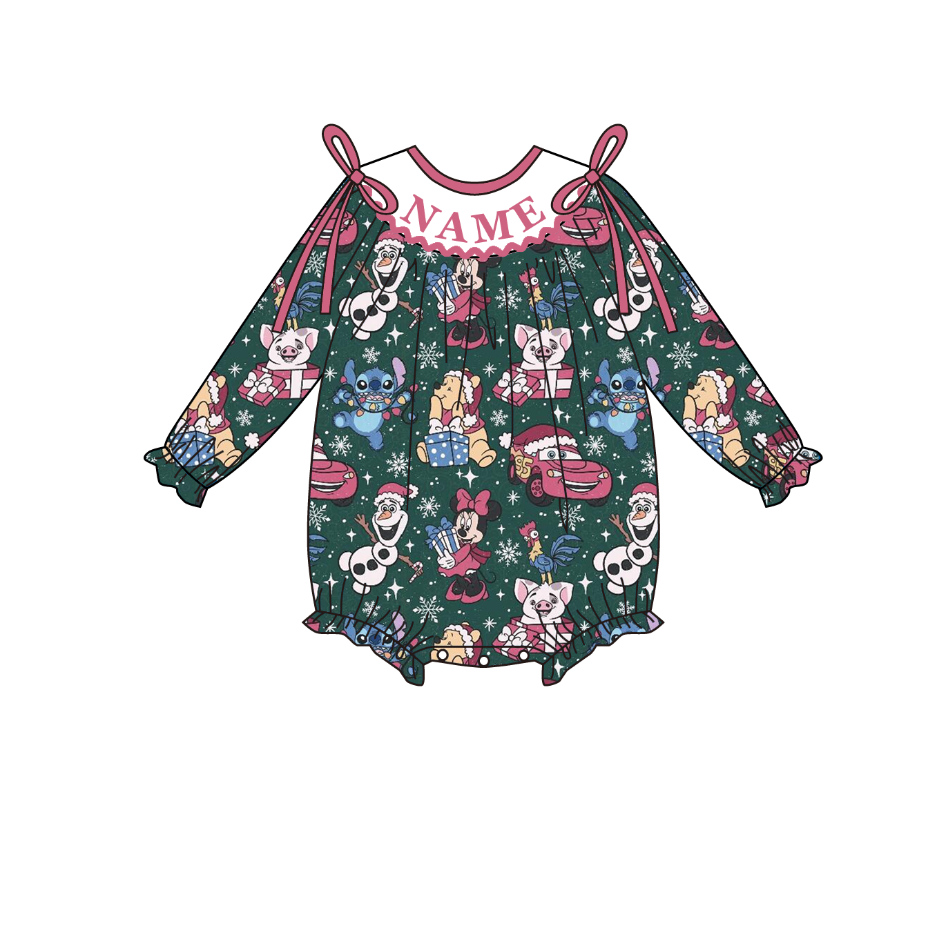 Christmas Smocked Snowman Outfit Collection – Custom Name Embroidery