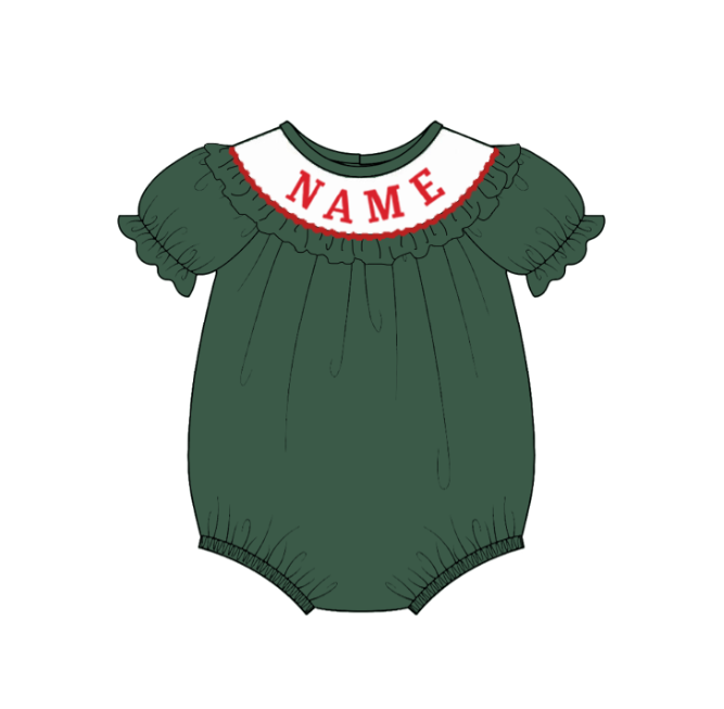 Kids Christmas Green Plaid Smocked Collection Custom Name Holiday Outfits