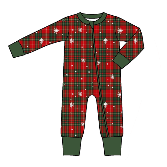Christmas Red Green Plaid Snowflake Family Pajama Collection