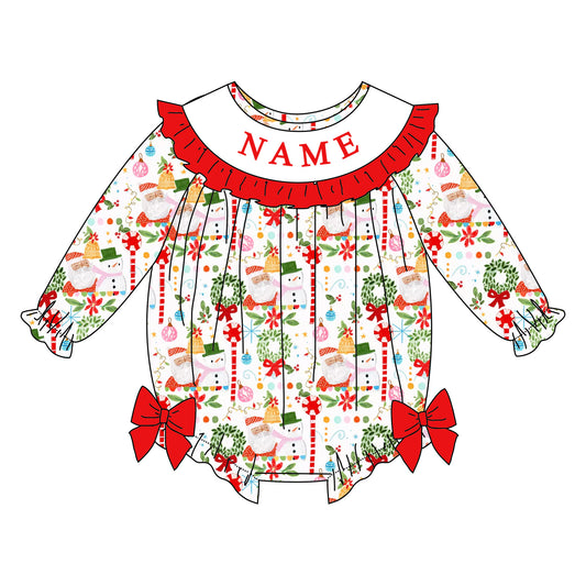 Girls Christmas Cartoon Custom Name Smock Embroidery Collection