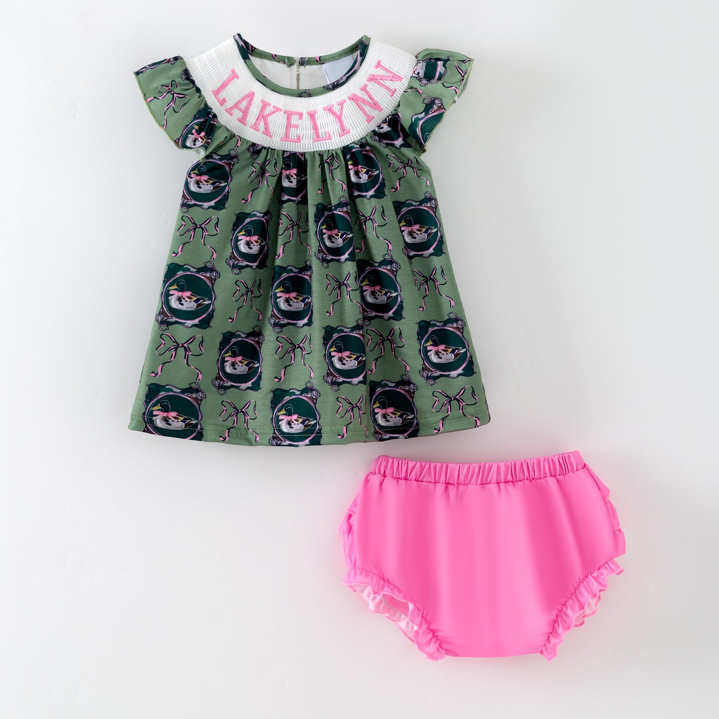 Kids Personalized Name Smock Embroidery Outfit | 2026 Spring Summer Duck Collection