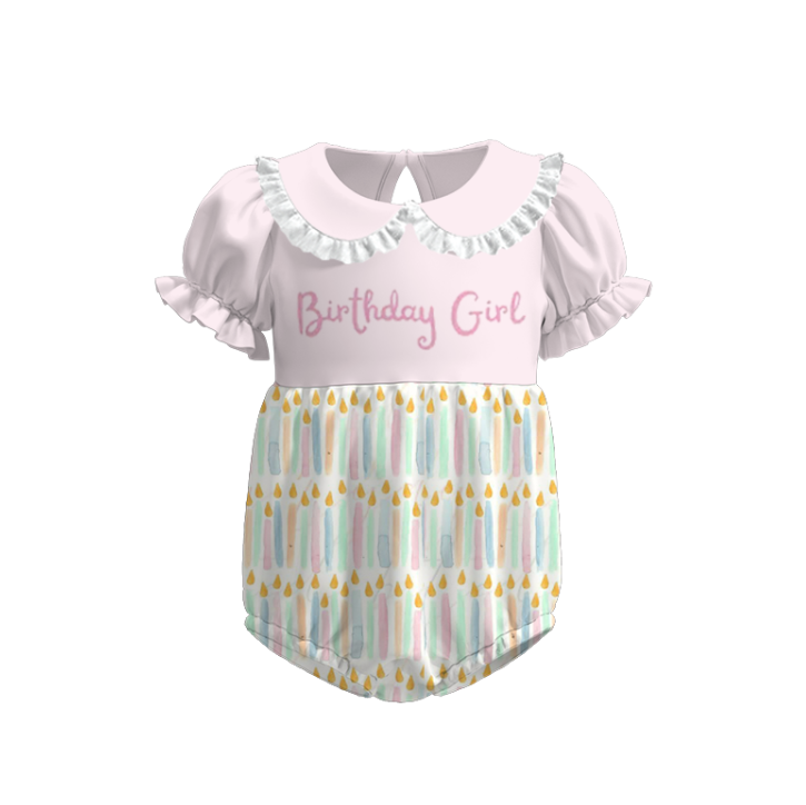 Kids Spring Summer Brithday Embroidery Candle Sibling Set