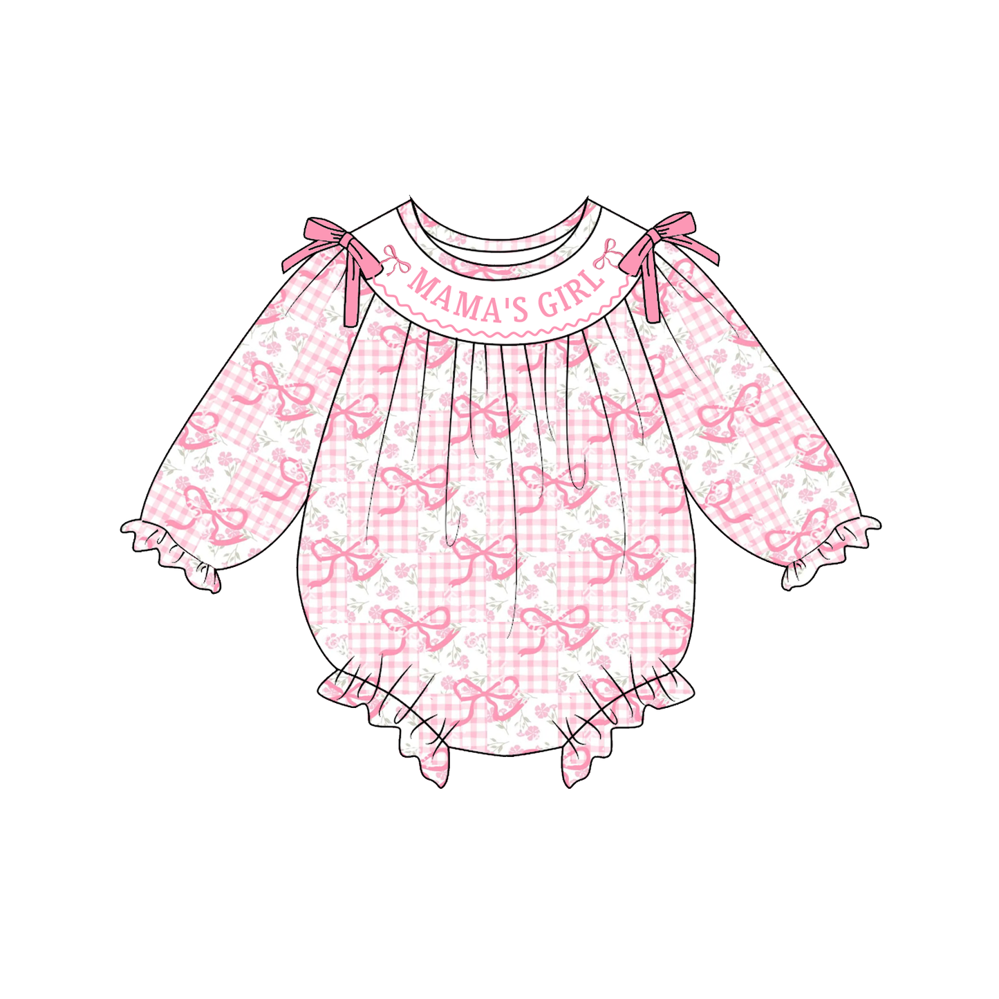 2026 Valentine's Day Custom Name "MAMA'S GIRL" Smocked Embroidered Collection