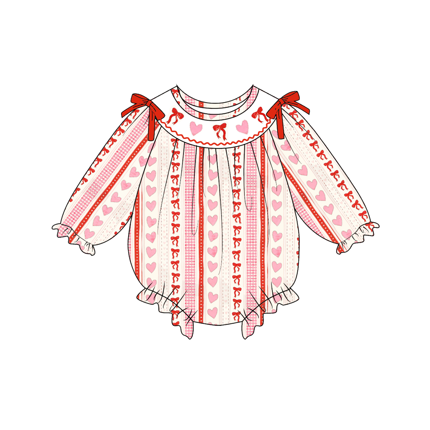 2026 Valentine's Day Heart Custom Name Smocked Embroidered Collection