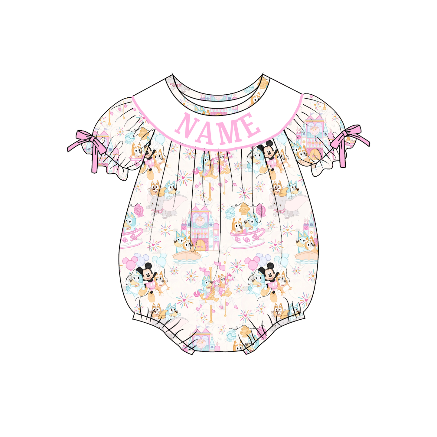 Girls Summer Cartoon Custom Name Smock Embroidery Collection