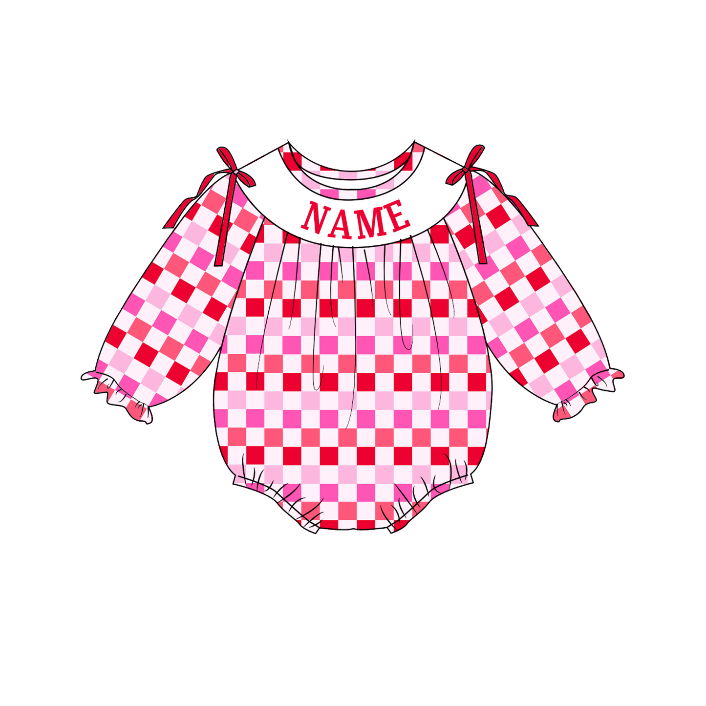 Kids Valentine's Day Plaid Smocked Collection Custom Name Holiday Outfits