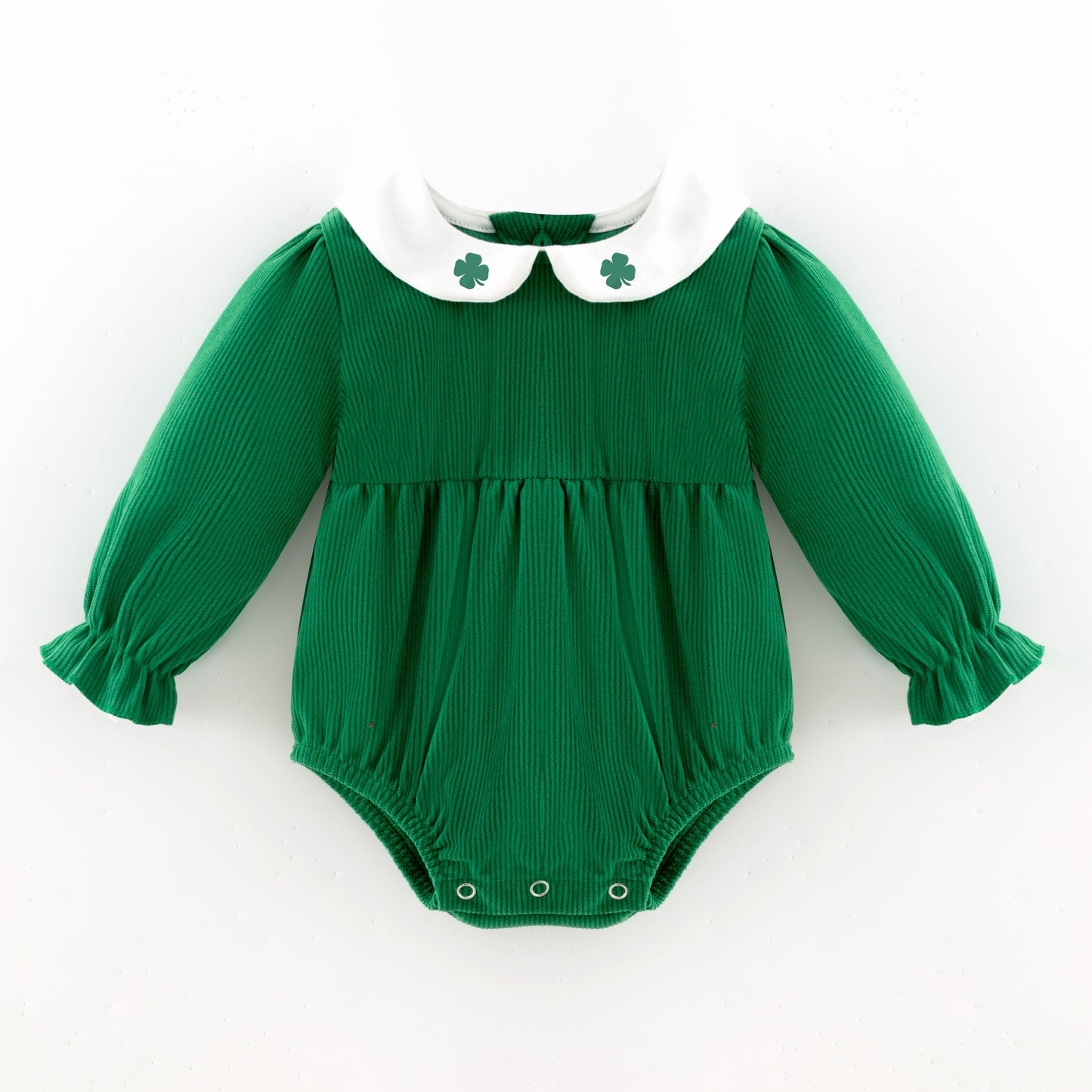Green Corduroy St.Patrick's Day Sibling Clothes – Clover Embroidery