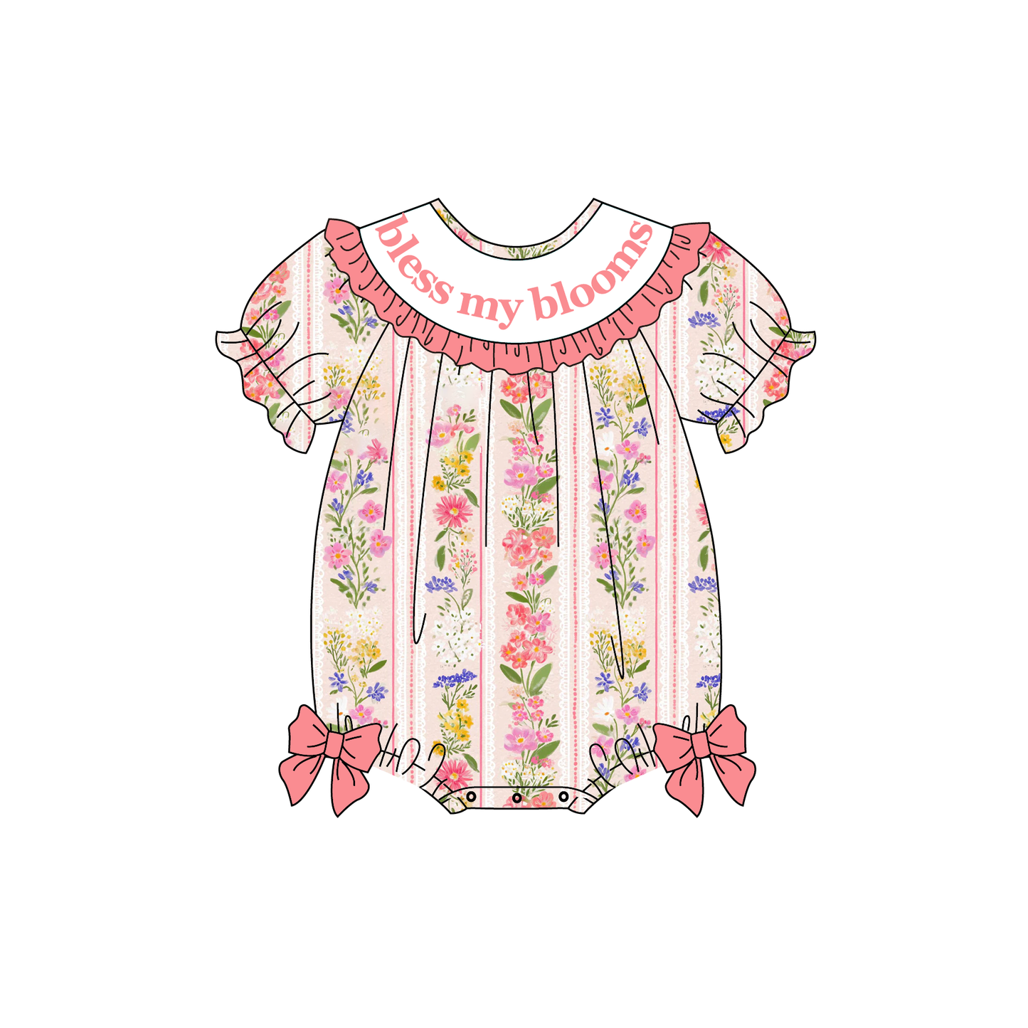 Spring Summer Floral BLESS MY BLOOMS Embroidery Smock Dress & Romper