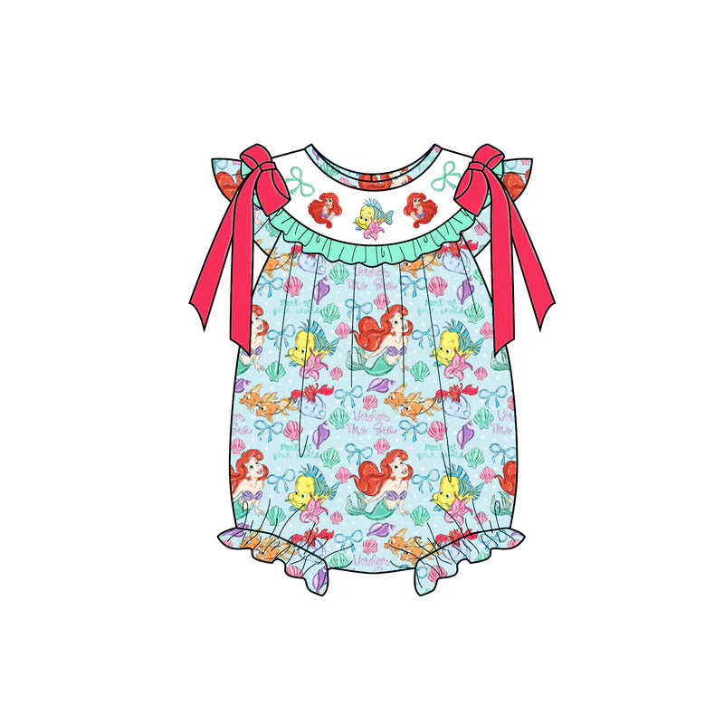 Summer Girls Mermaid Smocked Embroidery Set Collection