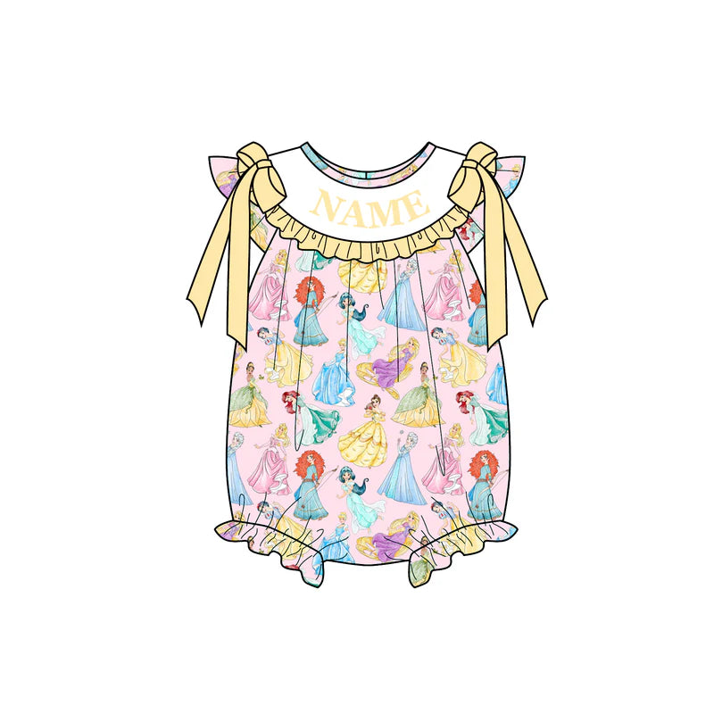 Summer Girls Yellow Princess Custom Name Smocked Embroidery Set Collection