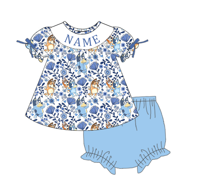 Smocked Embroidery Custom Name Baby & Kids Clothing Bluey Collection