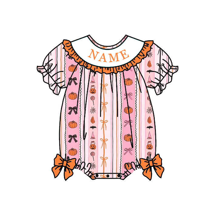 Personalized Mama's Pumpkin Bubble Romper | Custom Name Halloween Baby Outfit