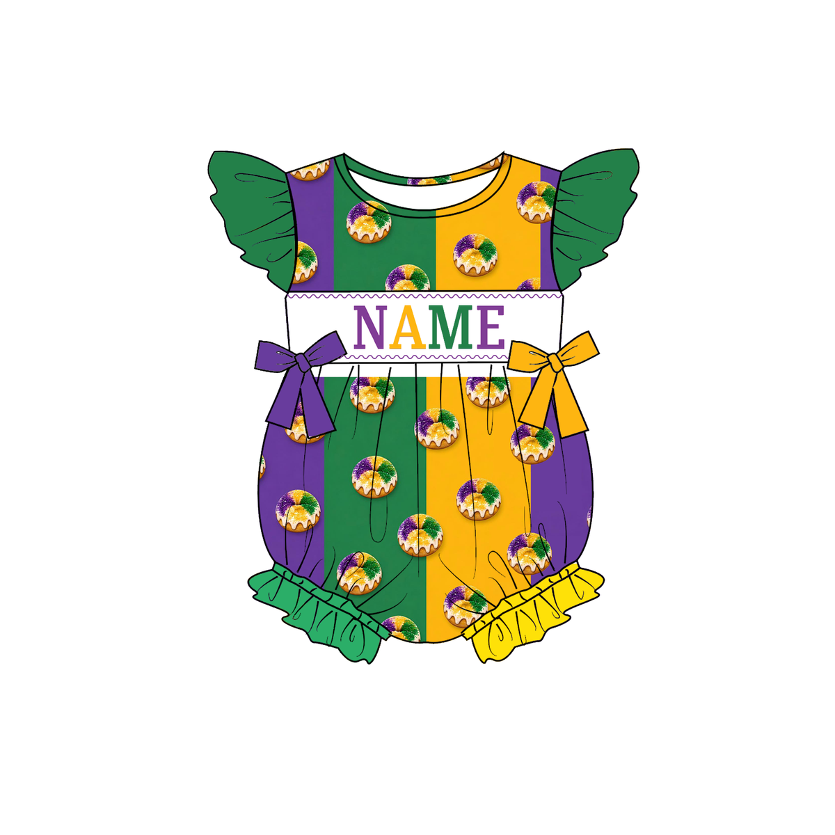Personalized Mardi Gras Smocked Embroidery Sibling Outfits – Girls Dresses, Baby Rompers & Boys Set