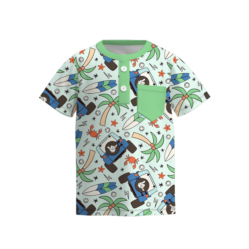 Boys Summer Pocket Beach Sea Print T-Shirt