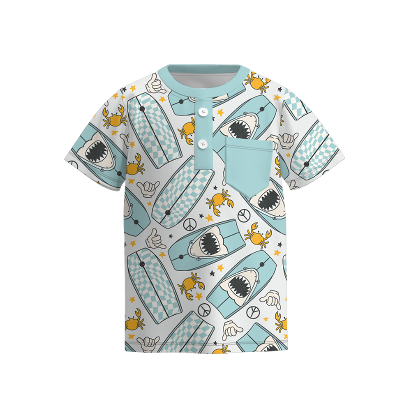 Boys Summer Pocket Beach Print T-Shirt