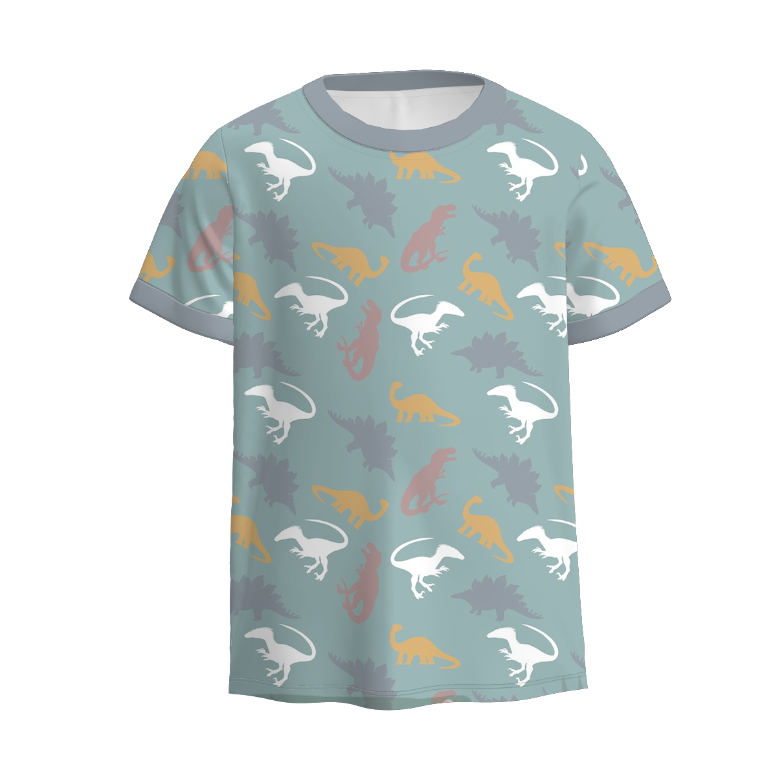 Boys Summer Car Dinosour Cartoon Tree Print T-Shirt