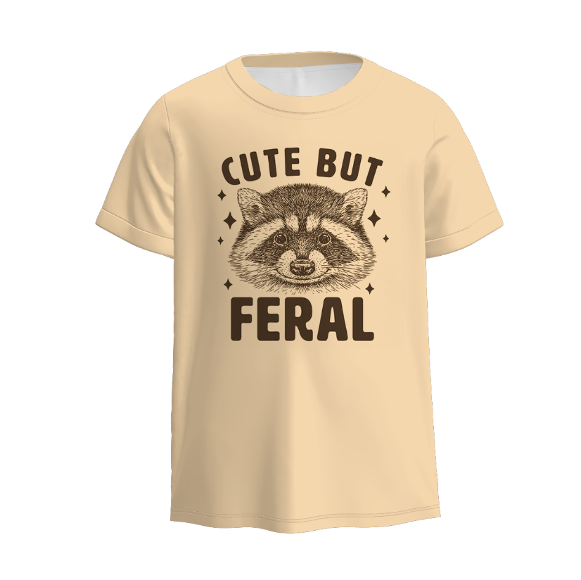 Boys Summer Raccoon Print Muti-Colors Short Sleeves Top