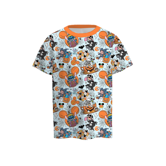 Boys Fall Halloween Pumpkin Cartoon Short Sleeves Top