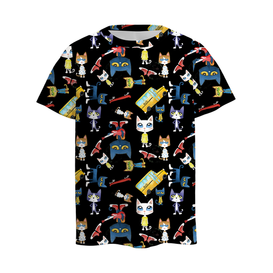 Boys Summer Fall Pete The Cat Print Short Sleeves T-shirt