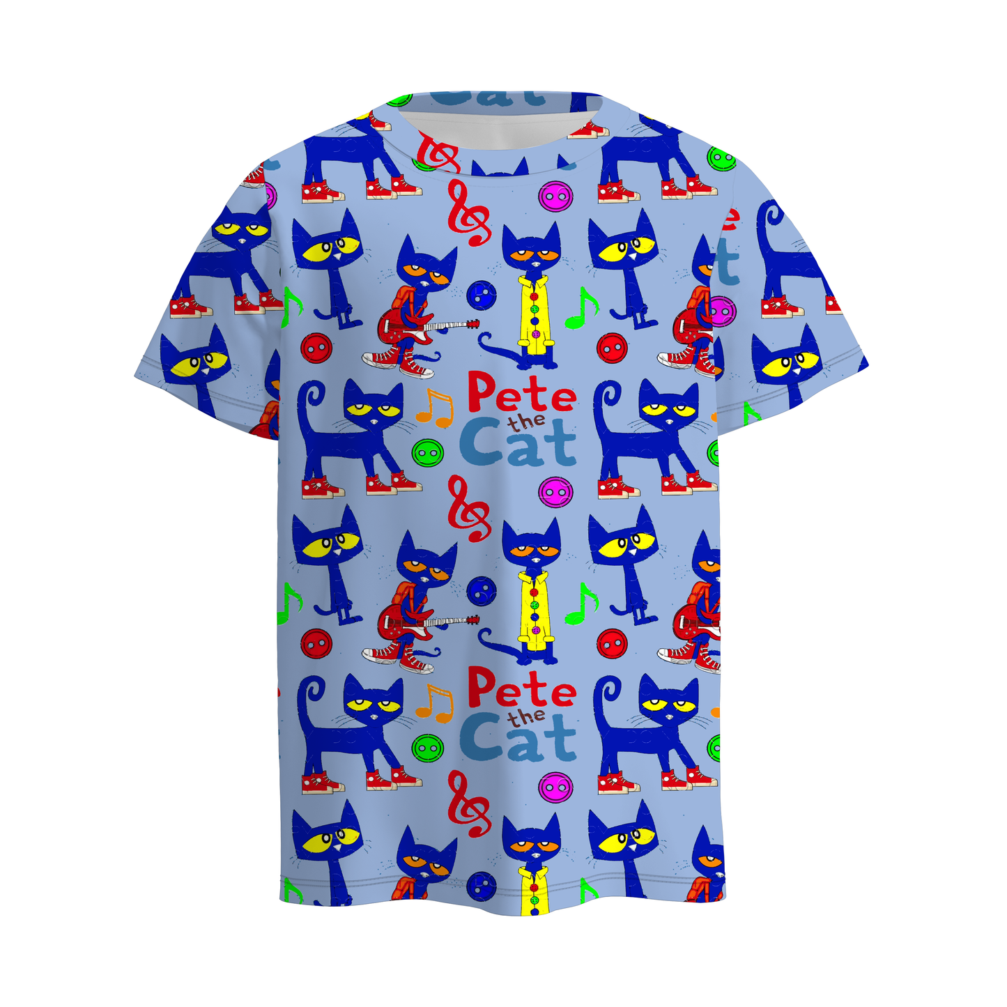Boys Summer Fall Pete The Cat Print Short Sleeves T-shirt