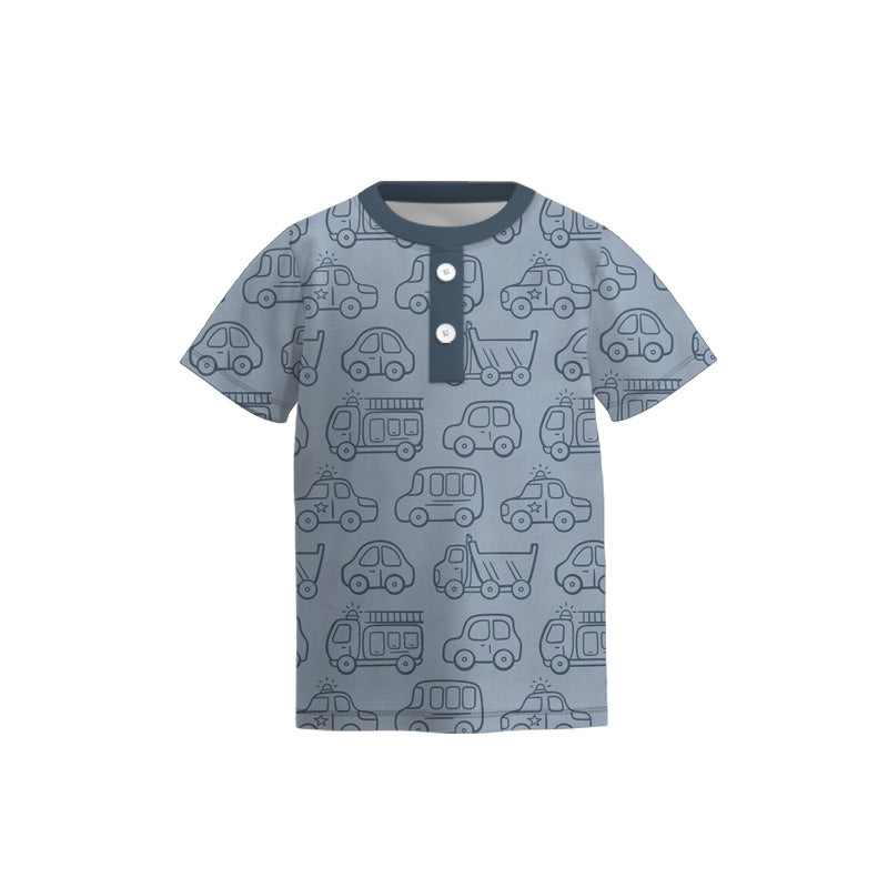 Boys Fall Autumn Excavator Dinosour Pumpkin Short Sleeves Top