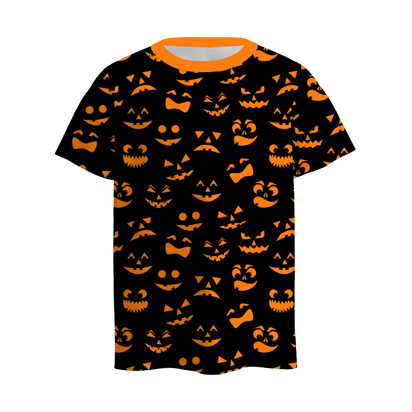 Boys Halloween Fall Pumpkin Face Ghost Dinosour Short Sleeve Crewneck T-Shirt