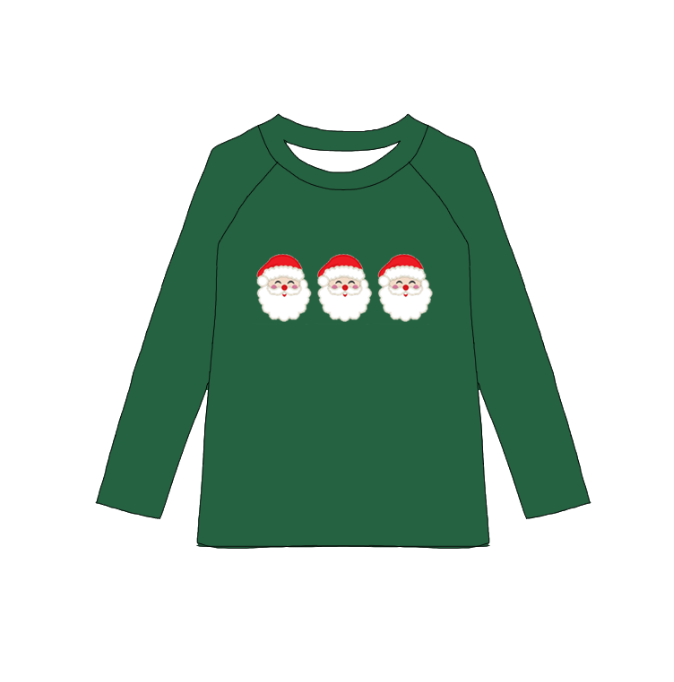 Christmas Sibling Outfit Set – Appliqued Smocked Santa Green Collection