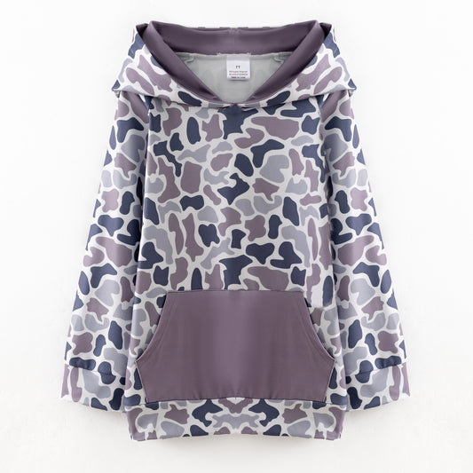 Boys Fall Winter Camo Animal Print Pocket Hoodies