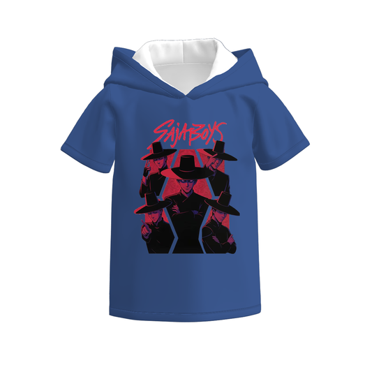 Boys Kpop Demon Hunter Print Short Sleeves Fashion Hoodies