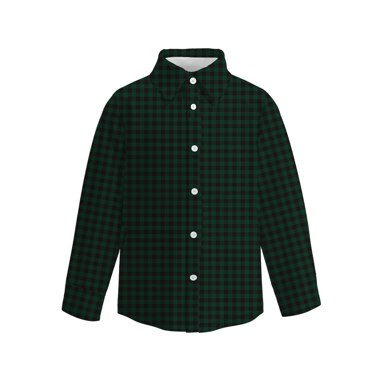 Boys Fall Winter Gingham Plaid Long Sleeve Button Down Shirt – Classic Checkered Casual Shirt for Kids