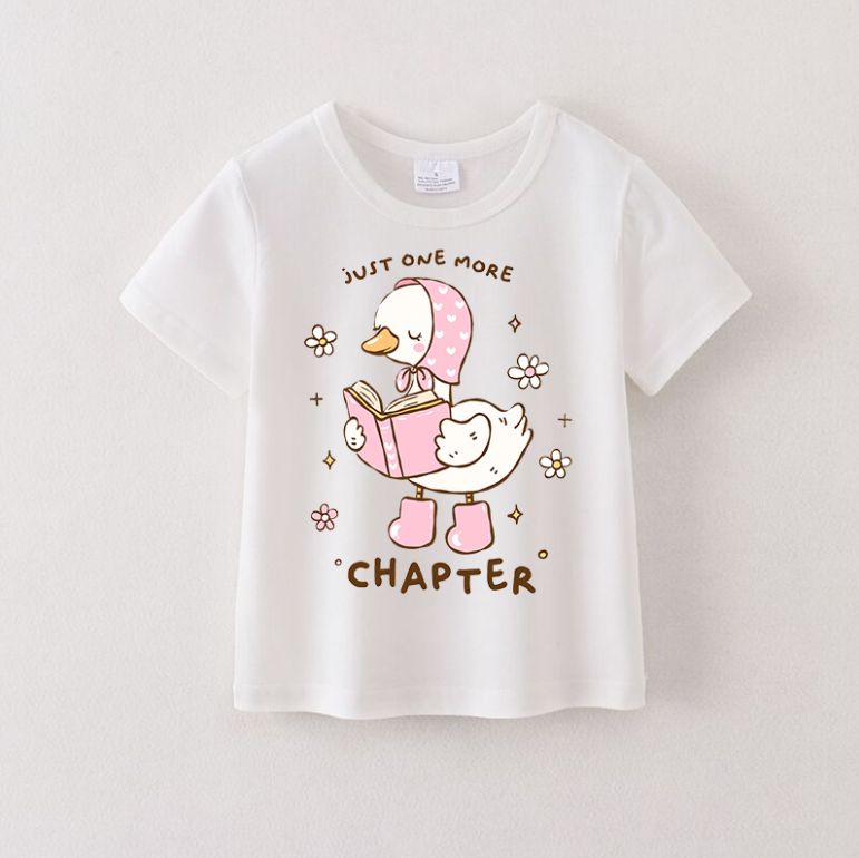 Girls Summer Silly Goose Cartoon Print Cotton T-Shirt