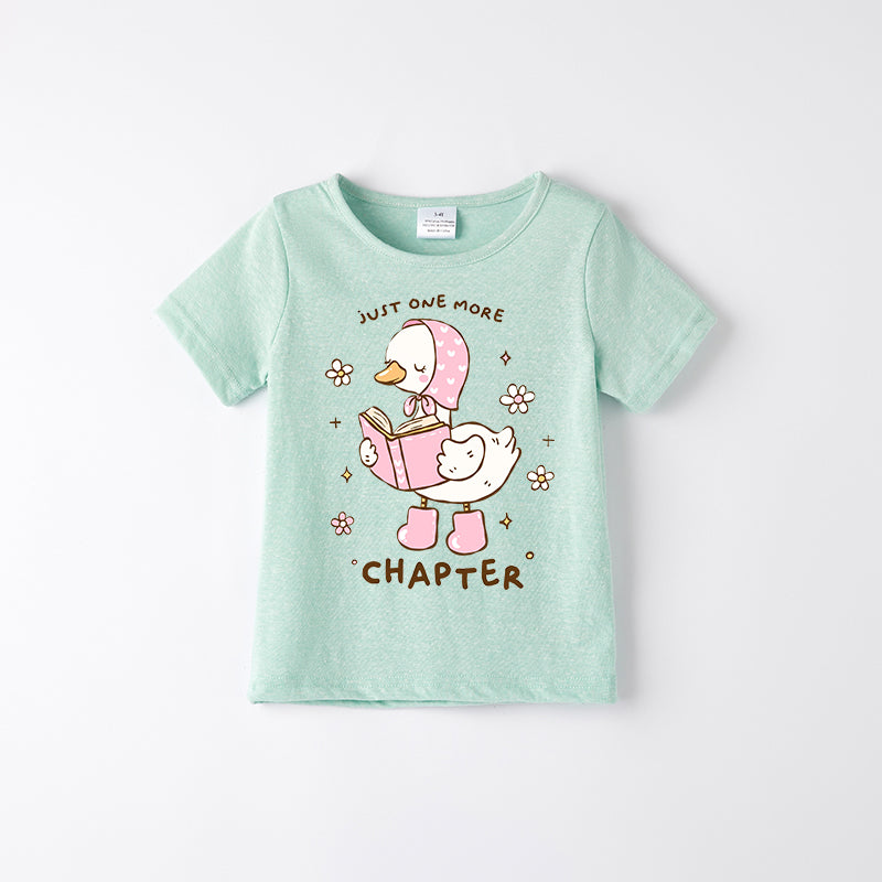 Toddler Girls "Just One More Chapter" Mint Cotton T-shirt