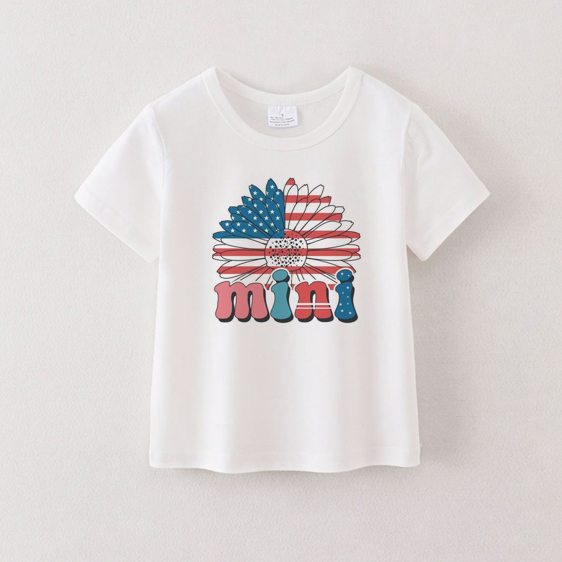 Mother's Day MAMA MINI July 4th Print Cotton T-Shirt