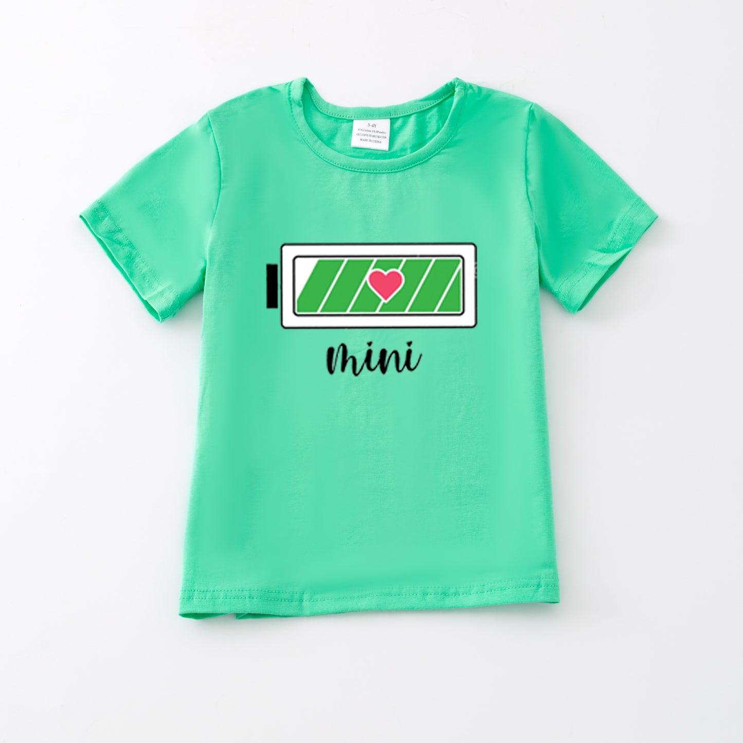Mother's Day MAMA MINI Cute Print Mint Cotton T-Shirt