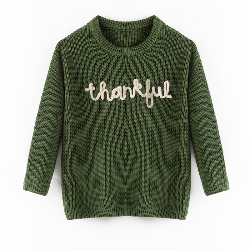 "Thankful" Knit Sweater – Cozy Fall Vibes for Thanksgiving