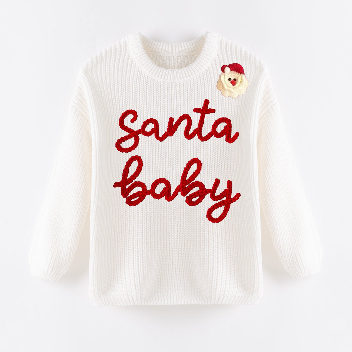 New Oversize Christmas Embroidered White Sweaters for Kids – Cozy & Festive