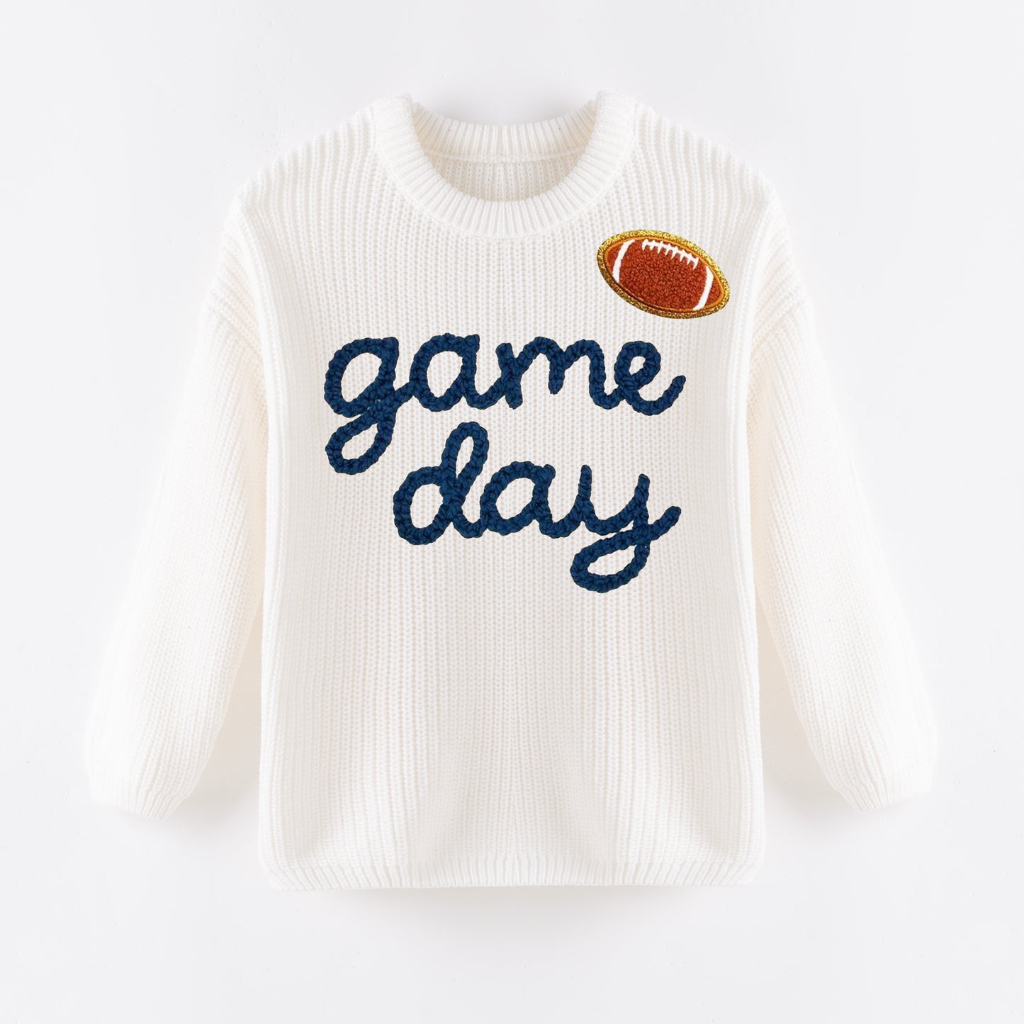 New Oversize Christmas Embroidered White Sweaters for Kids – Cozy & Festive