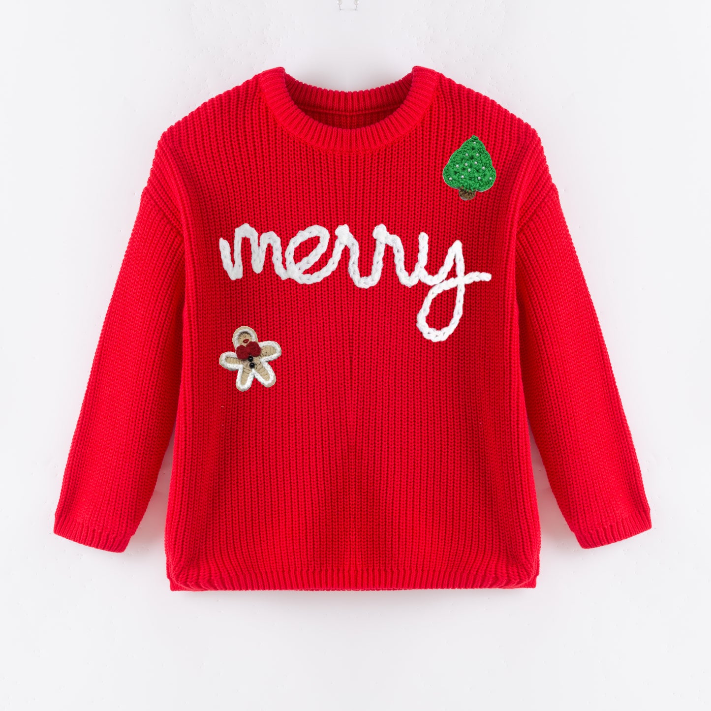 New Oversize Christmas Embroidered Red Sweaters for Kids – Cozy & Festive