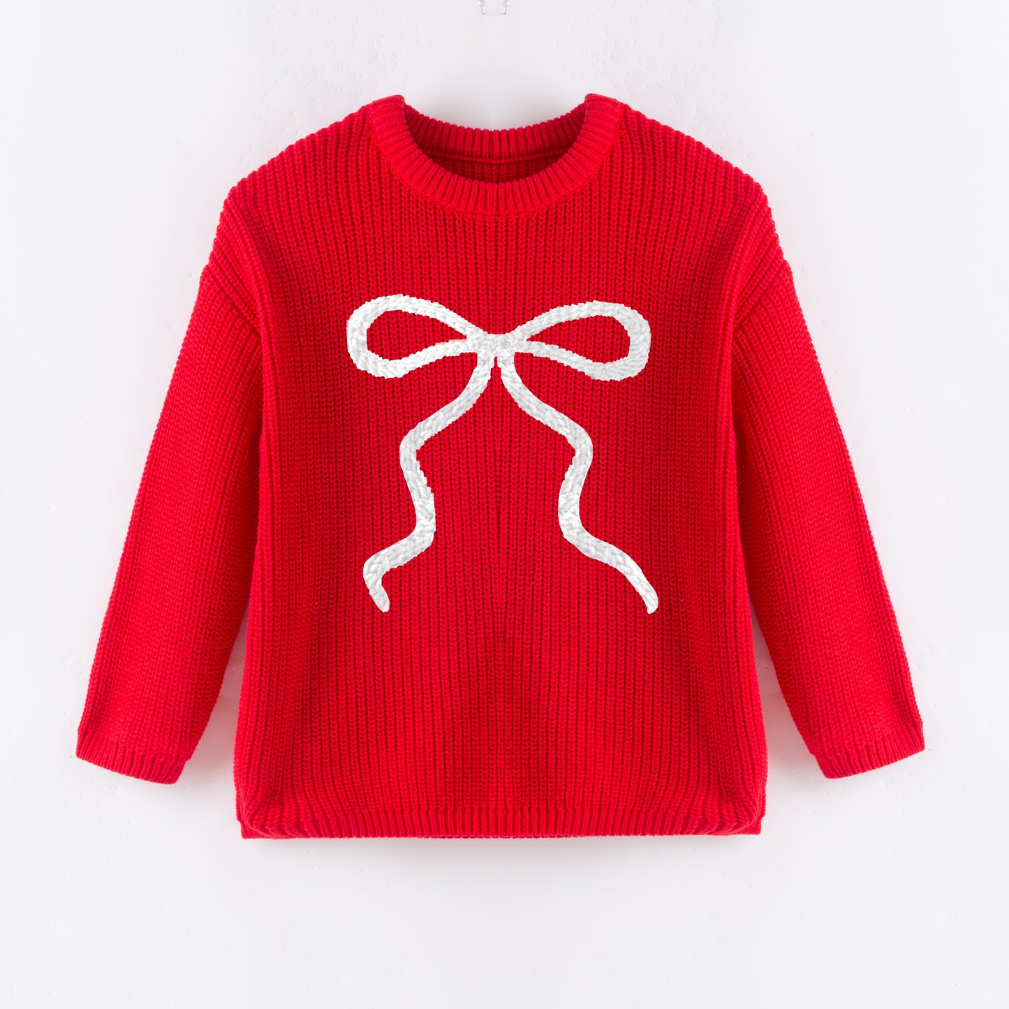 New Oversize Christmas Embroidered Red Sweaters for Kids – Cozy & Festive
