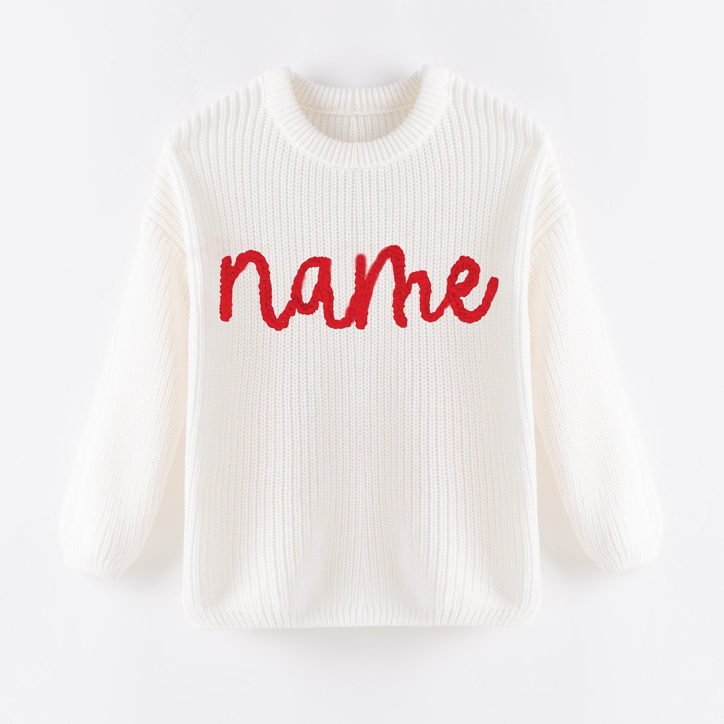 Cozy Oversize Custom Name Embroidered White Sweaters – Festive & Fun for Winter