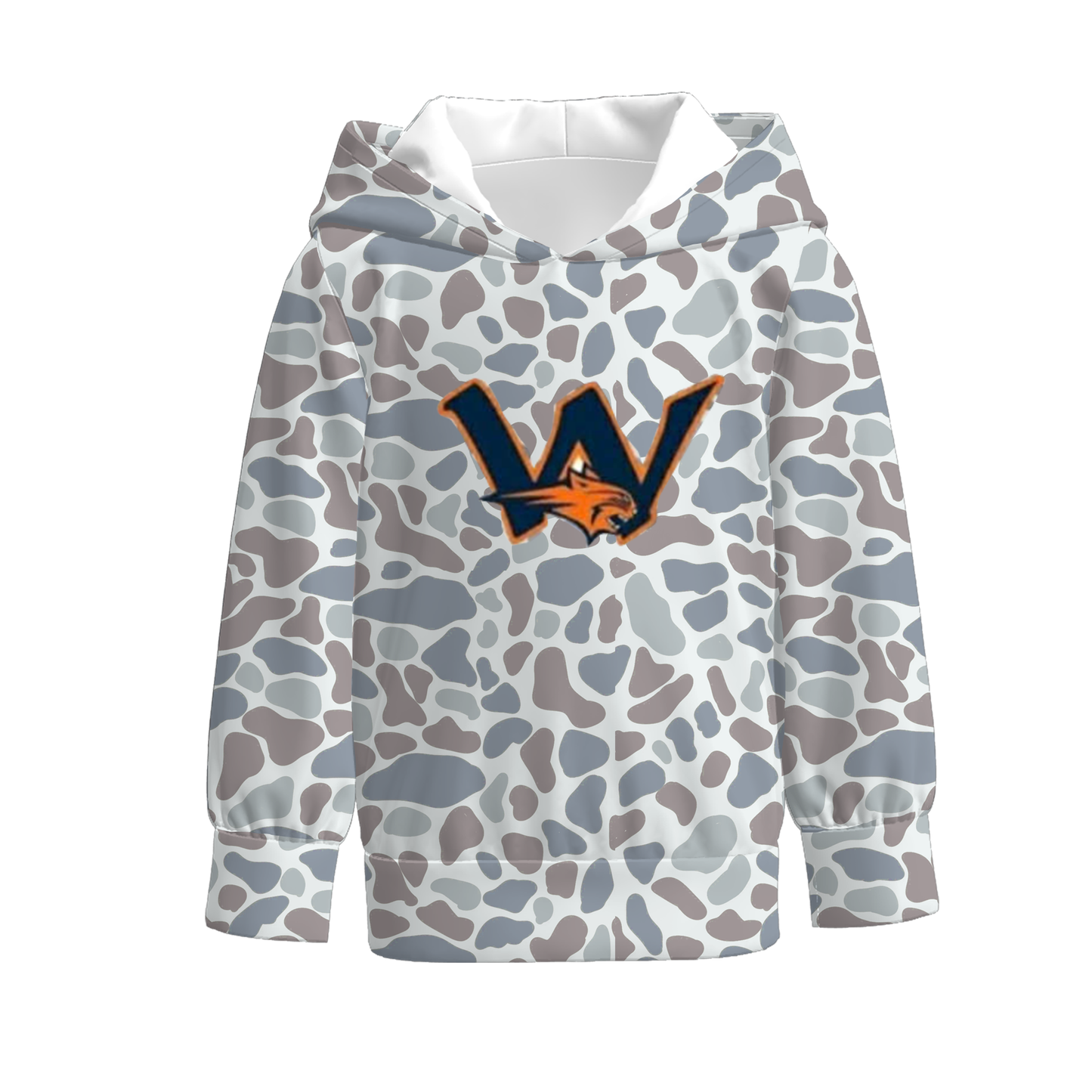 Embroidery Camo Print Kids Milk Silk Hoodie For Fall&Winter