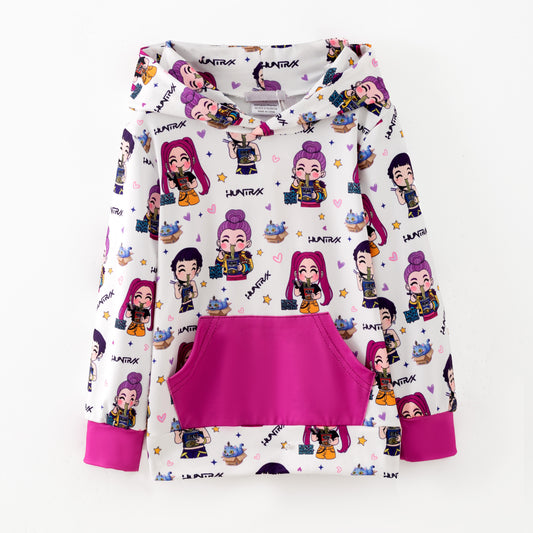 2025 Girls Fall Winter Kpop Demon Hunter Milk Silk Pocket Hoodies