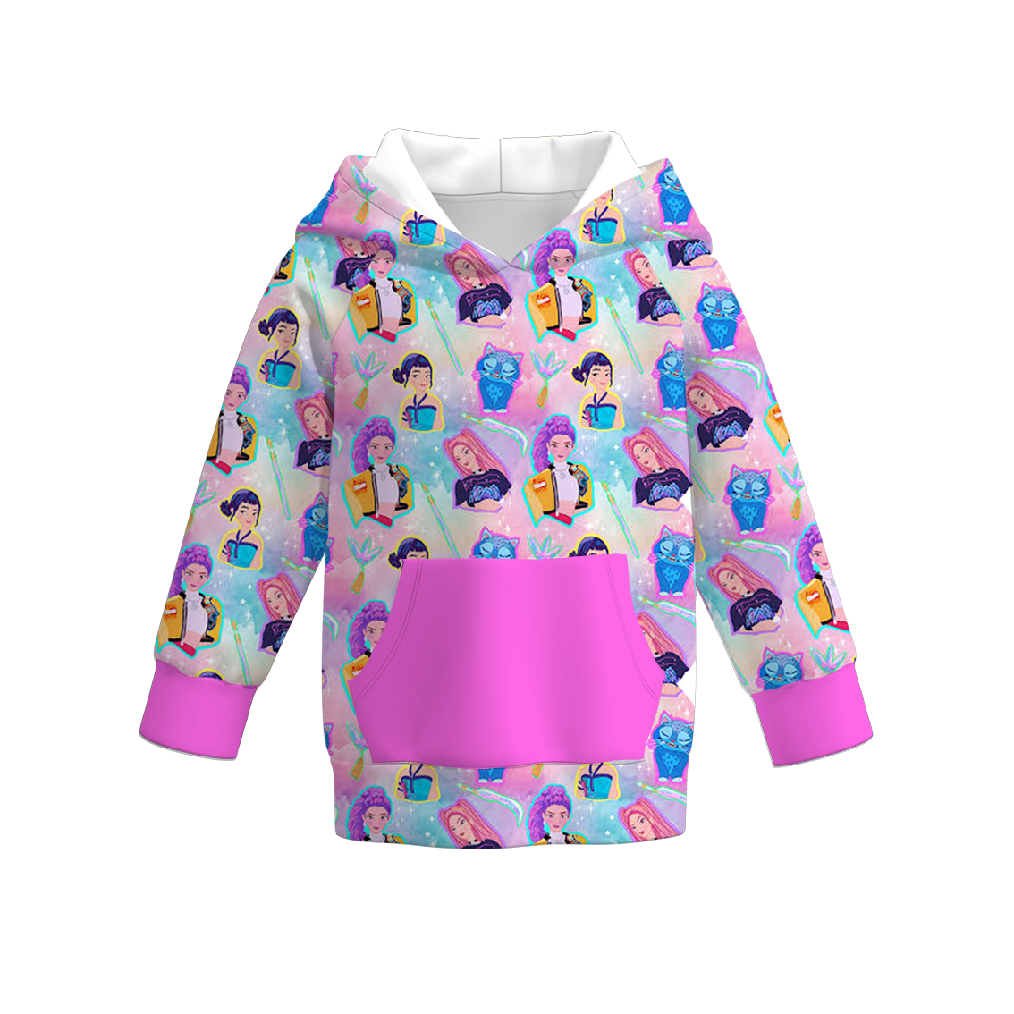 Girls Fall Kpop Demon Hunters Pocket Milk Silk Hoodies
