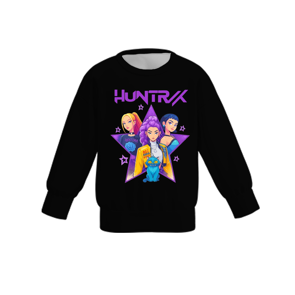 Girls Fall Kpop Demon Hunters Cartoon Print Milk Silk Sweatshirts