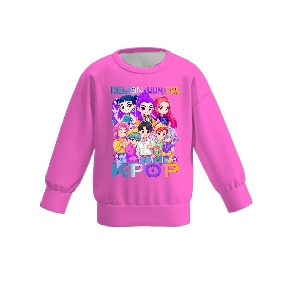 Girls Fall Kpop Demon Hunters Cartoon Print Milk Silk Sweatshirts