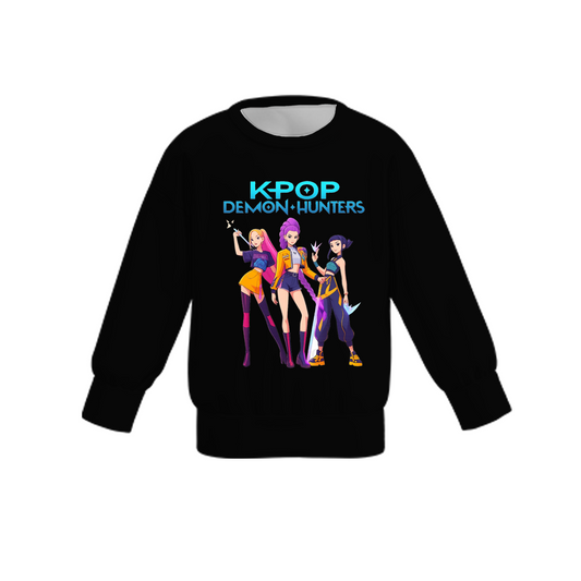 Girls Fall Kpop Demon Hunters Cartoon Print Milk Silk Sweatshirts