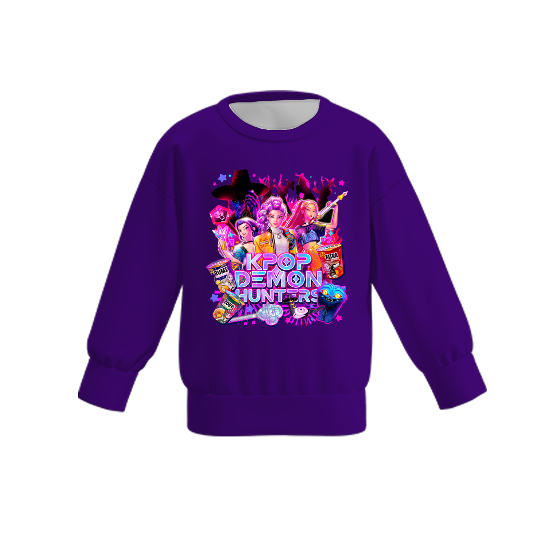 Girls Fall Kpop Demon Hunters Cartoon Print Milk Silk Sweatshirts