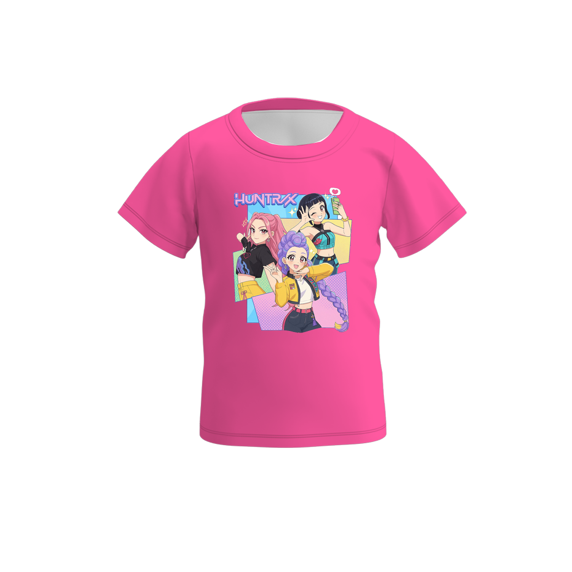 Girls Kpop Demon Hunter Print Soft Cute Short Sleeves Top