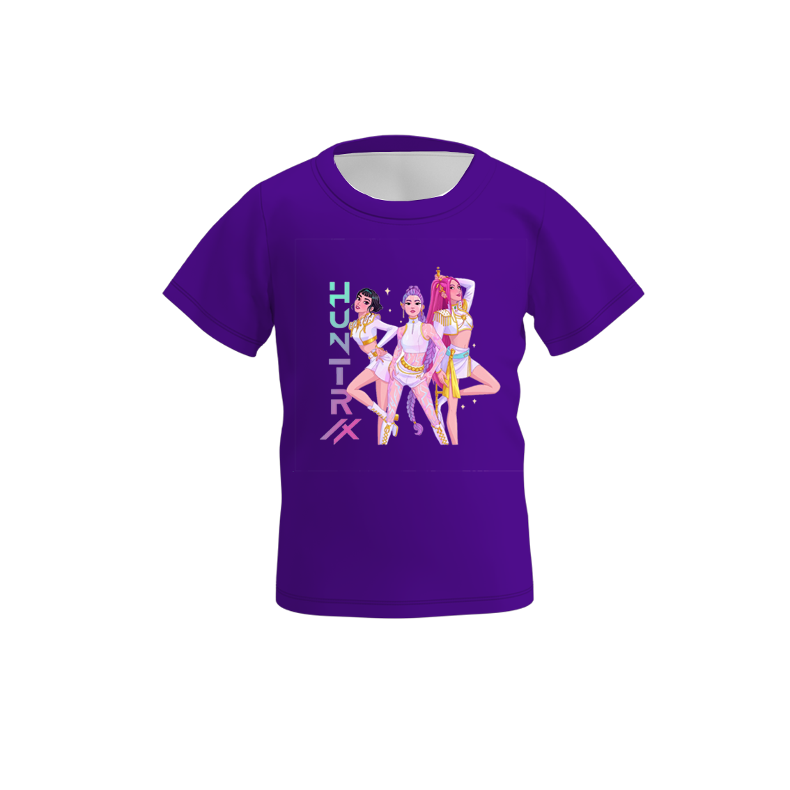 Girls Kpop Demon Hunter Print Soft Cute Short Sleeves Top