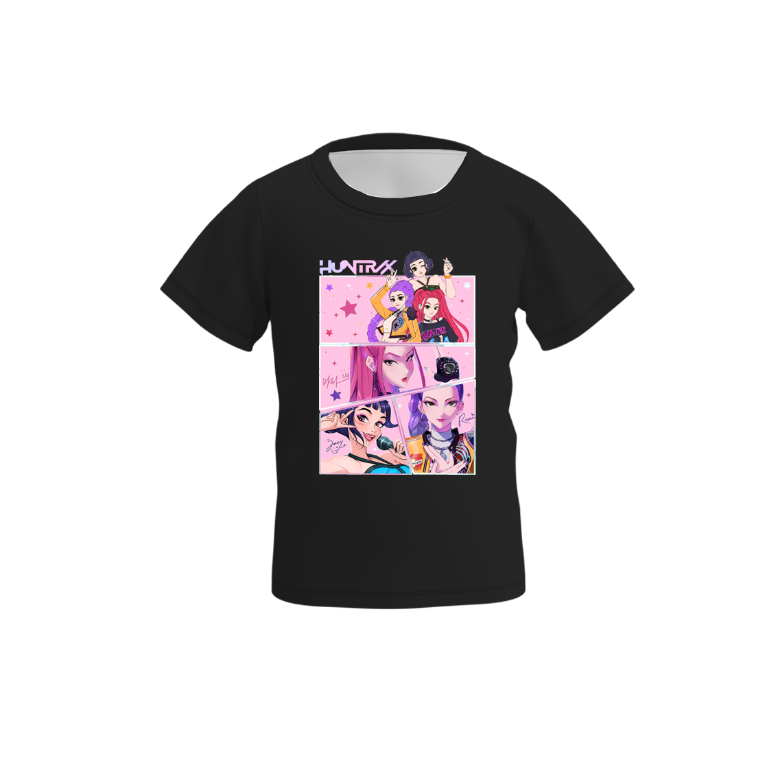 Girls Kpop Demon Hunter Print Soft Cute Short Sleeves Top